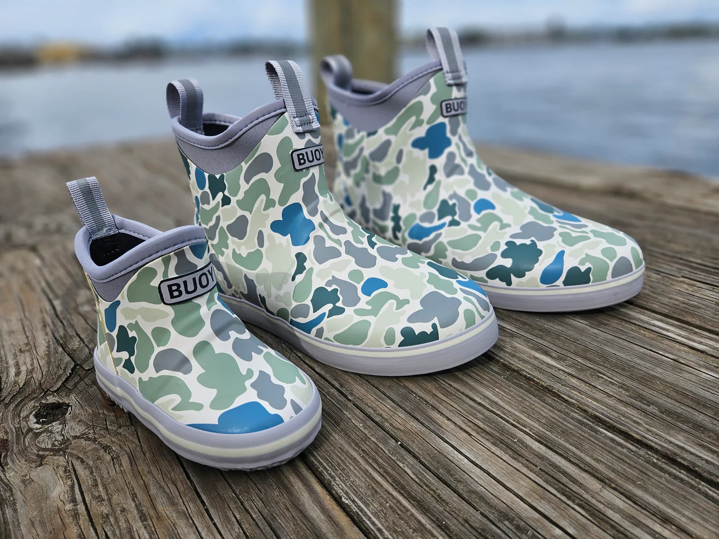 Kids White Camo Buoy Boots