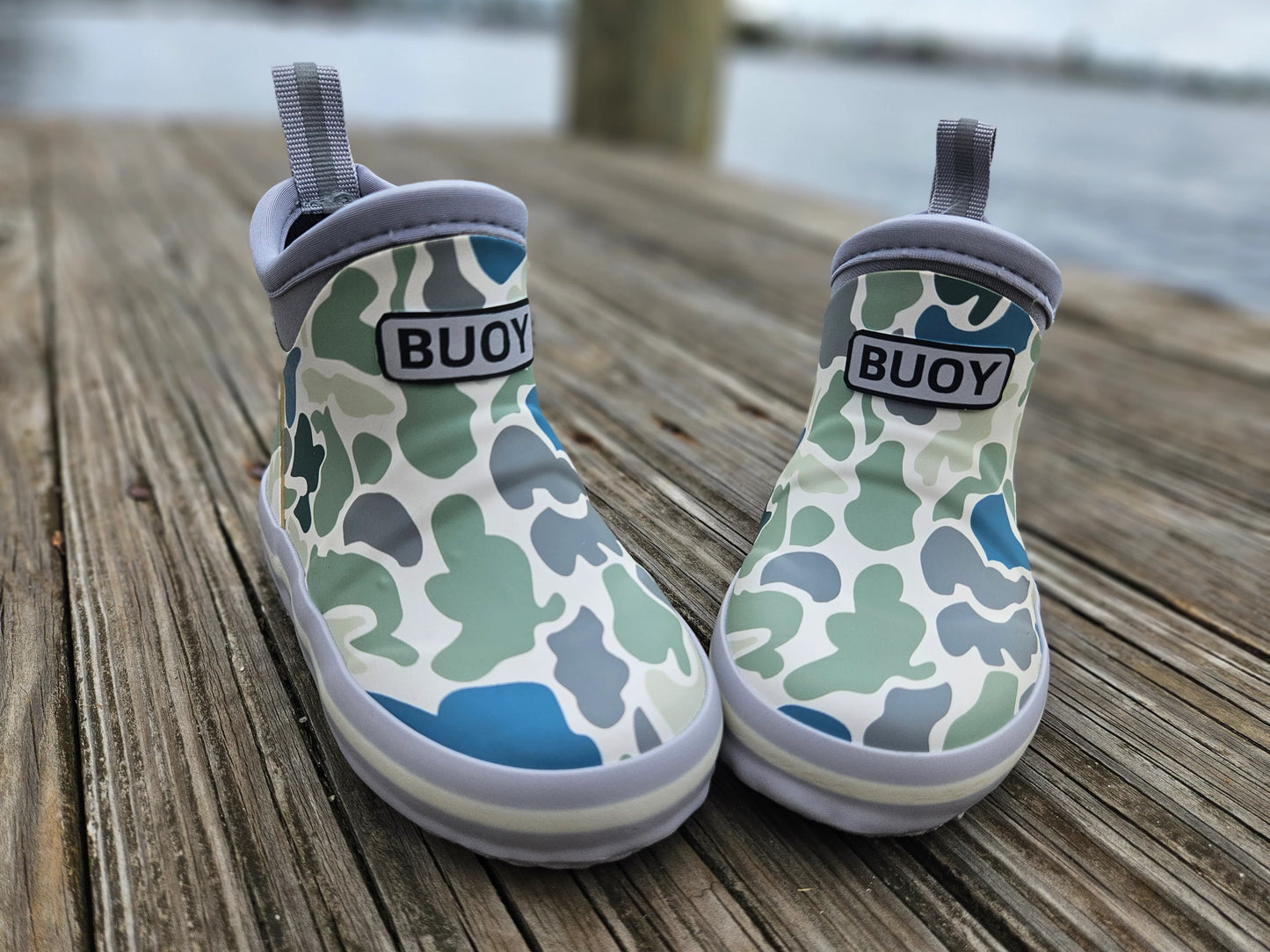 Kids White Camo Buoy Boots