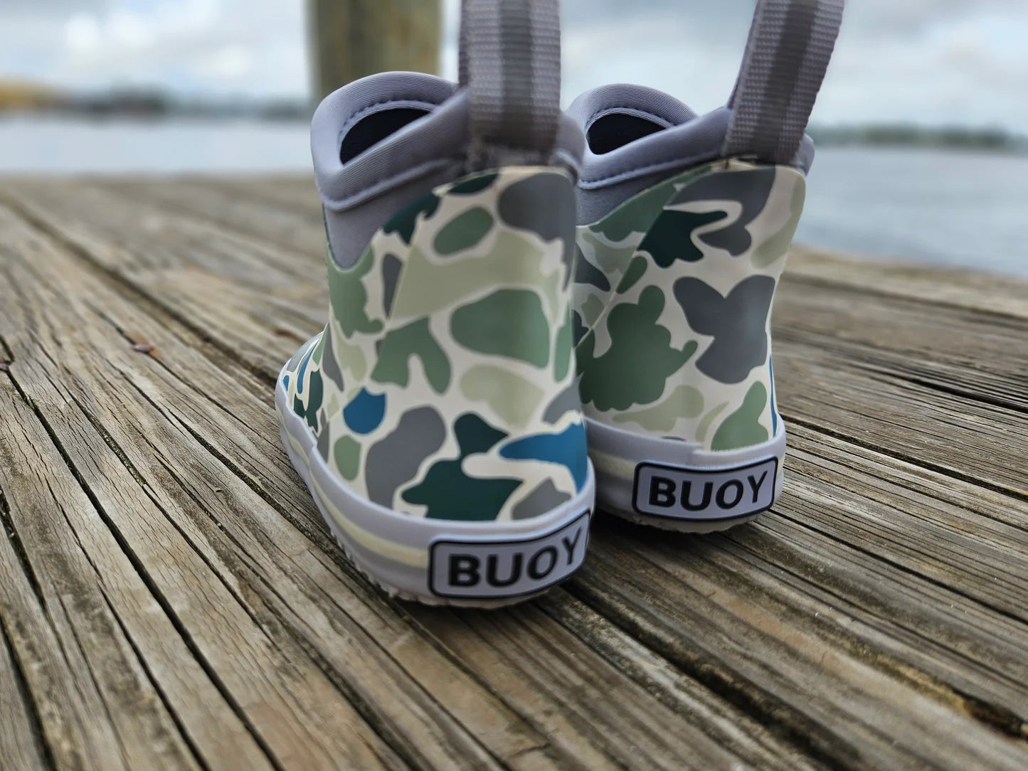 Kids White Camo Buoy Boots