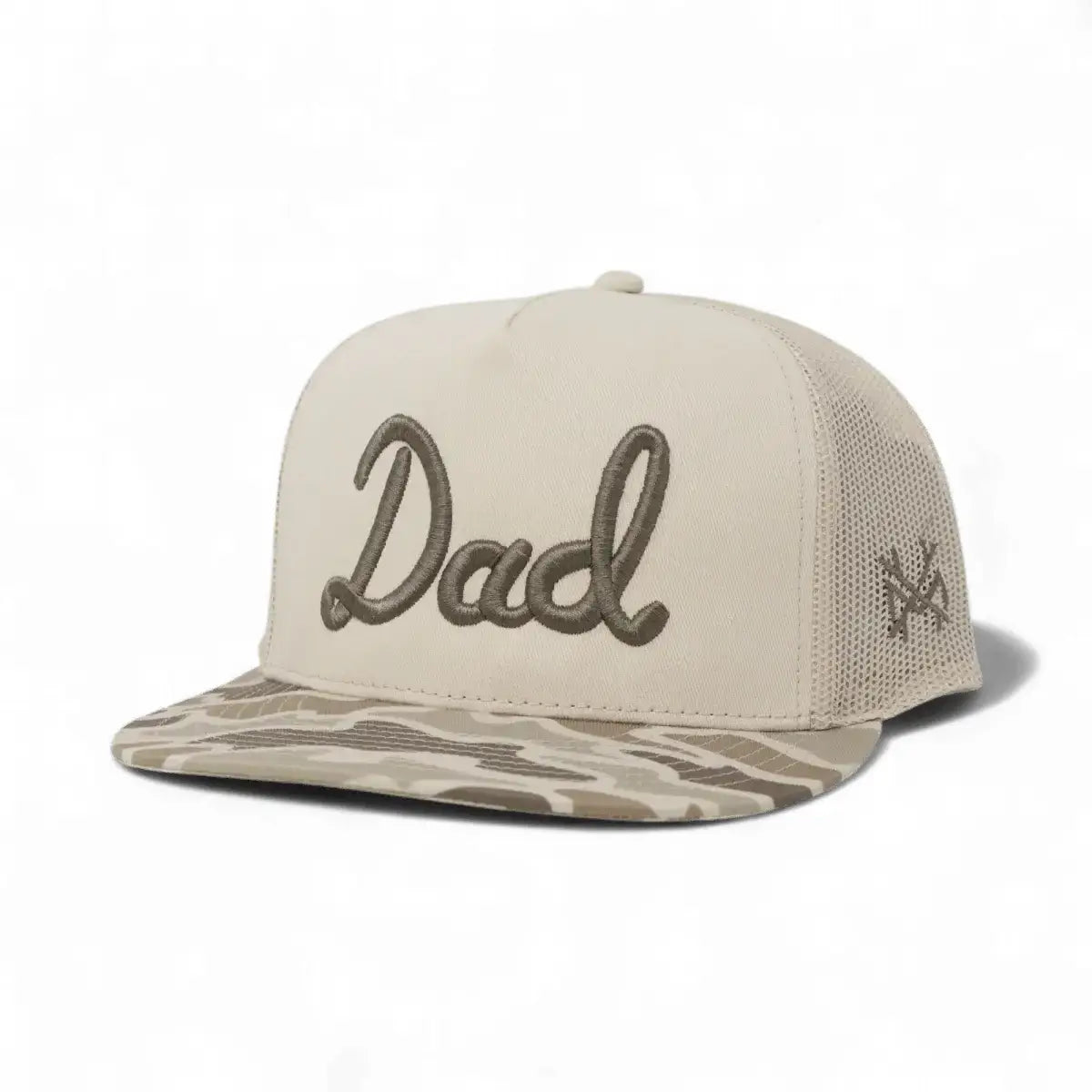 Dad Trucker Hat, Flat Bill Field Camo/Natural