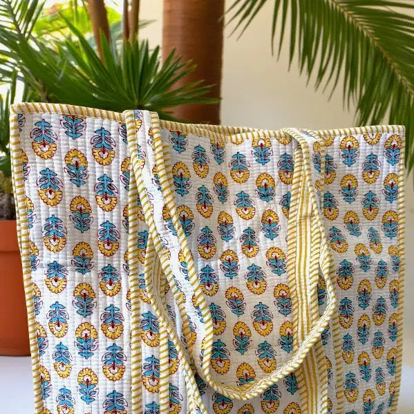 Halsey Yellow Floral Tote Bag