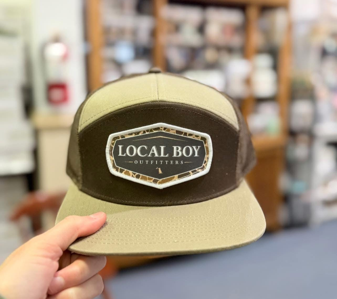 Vintage Emblem 7 Panel Hat, Light Brown/Brown