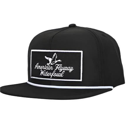 AFW Youth Throwback Vintage Rope Hat, Black Patch/White Rope