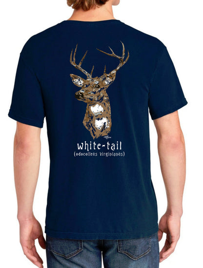 Youth White Tail Deer Short Sleeve, Navy