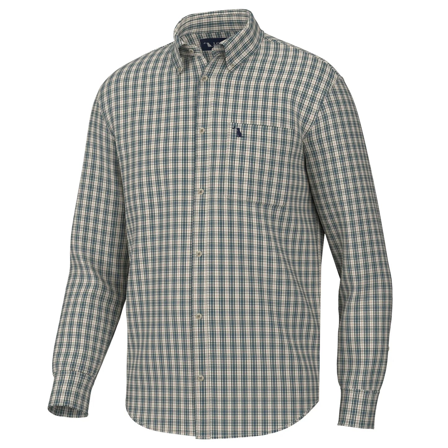 Faulk Dress Shirt, Ocean/Beige/Rust