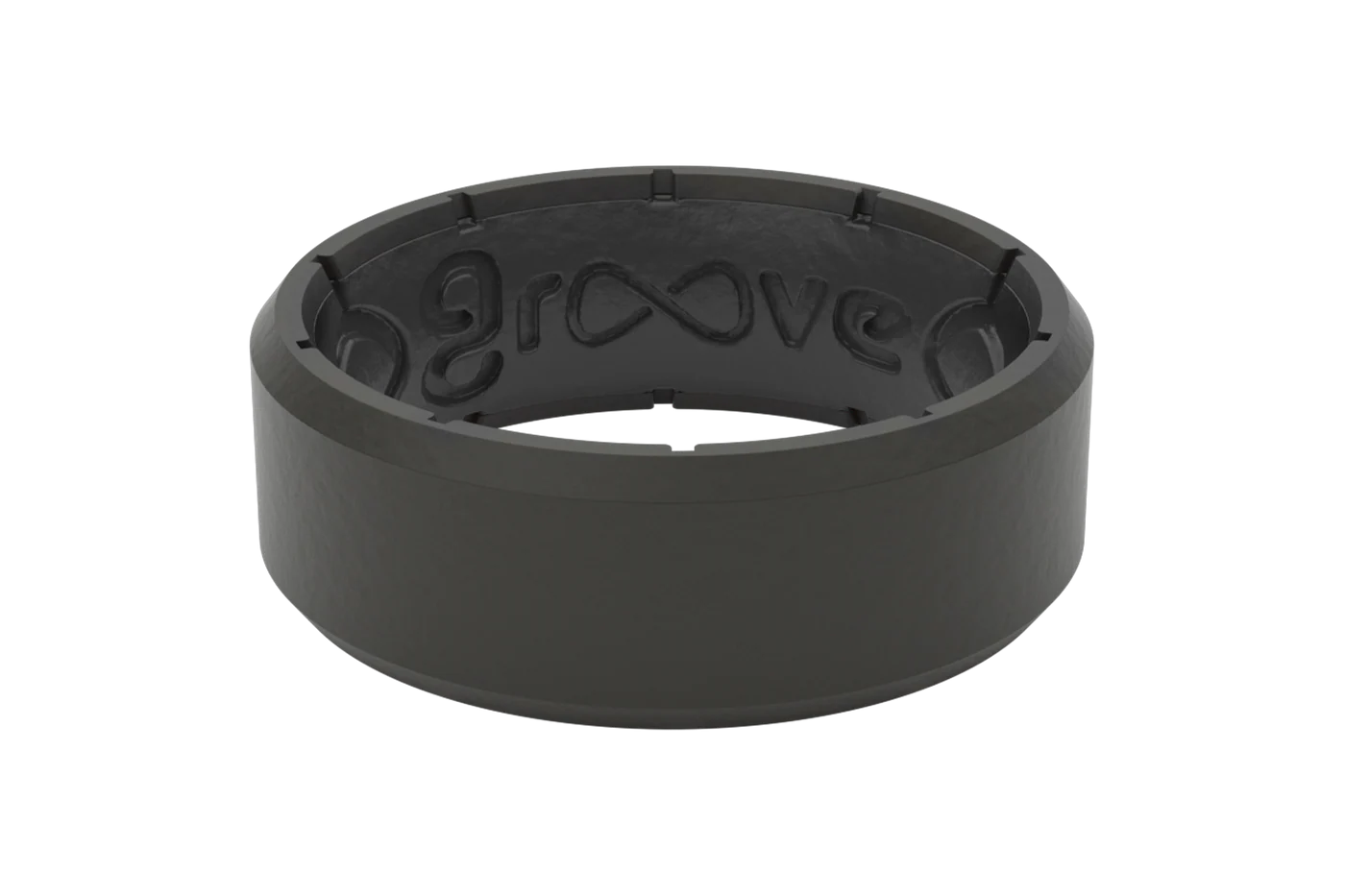 Men's Groove Edge Silicone Ring, Black