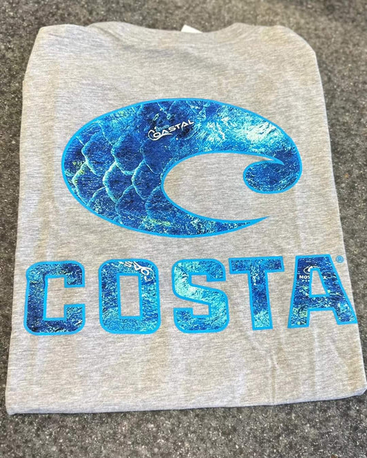 Costa Mossy Oak Coastal Short Sleeve, Heather Grey