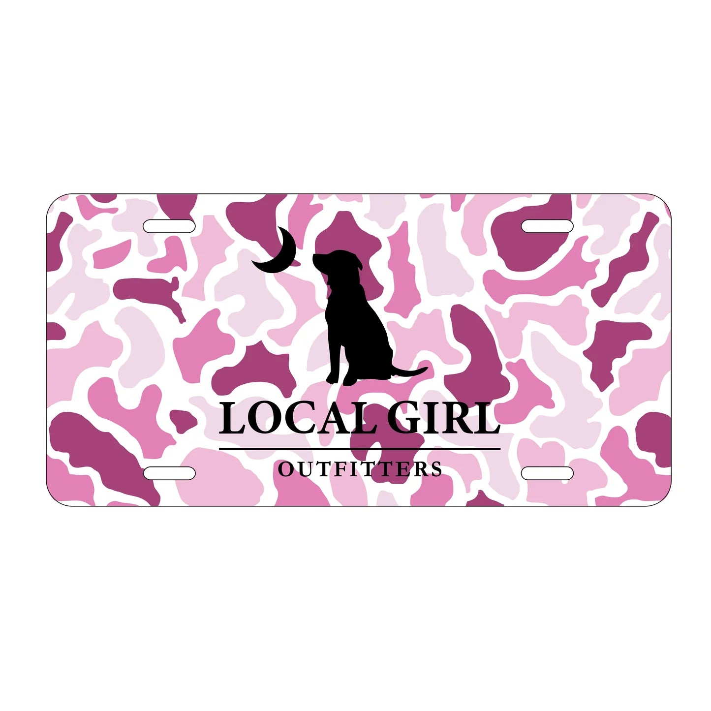Local Girl Pink Localflage Dog & Moon License Plate
