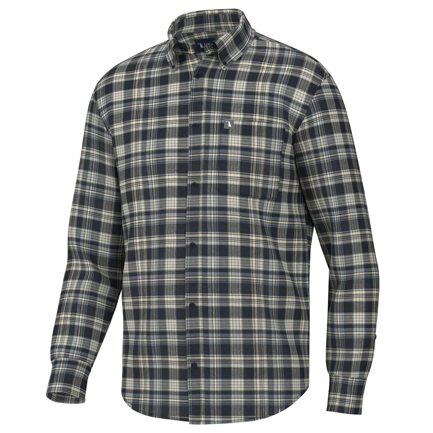 Zeigler Stretch Flannel, Navy/Blue/Tan