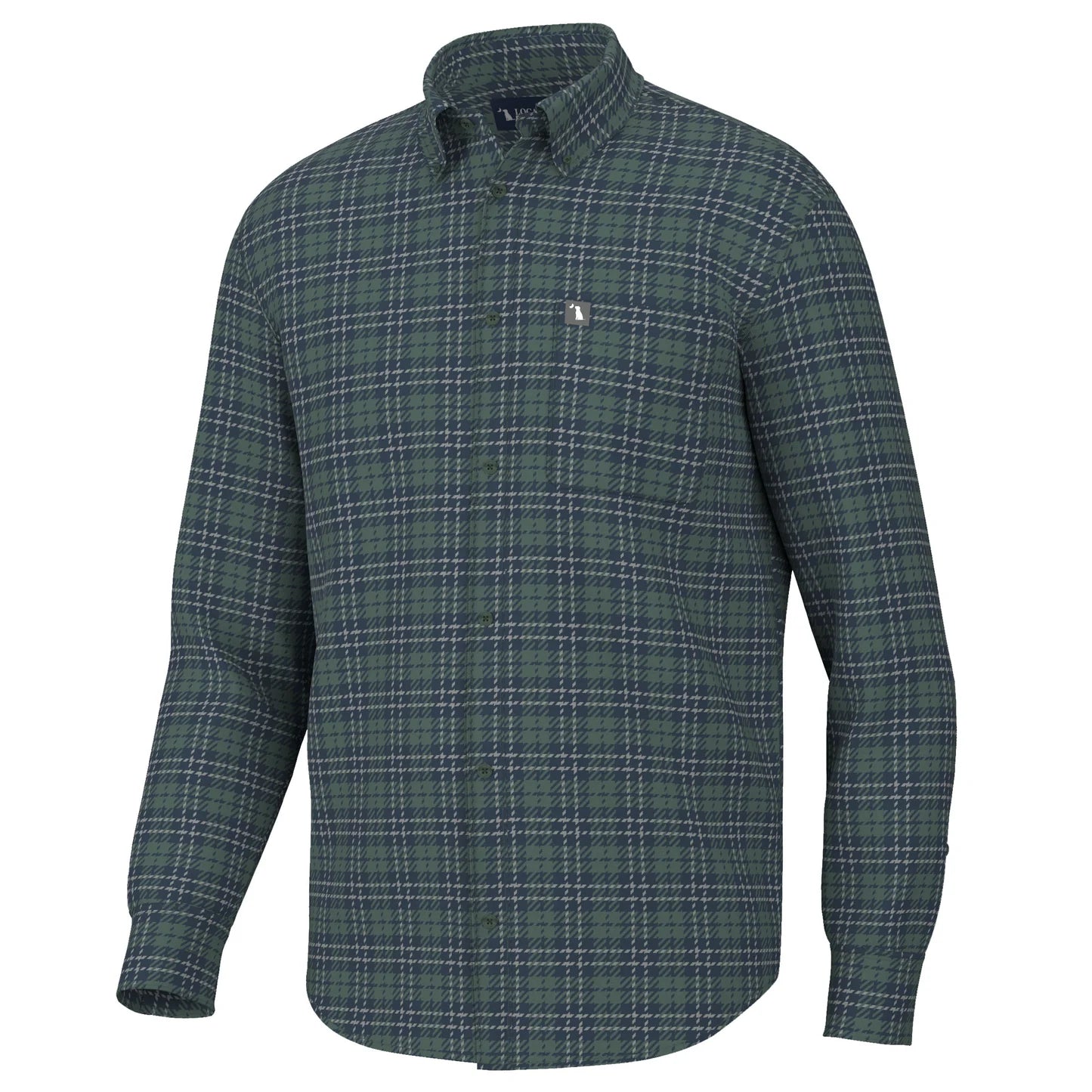 Hilton Stretch Flannel, Sage/Navy/Gray
