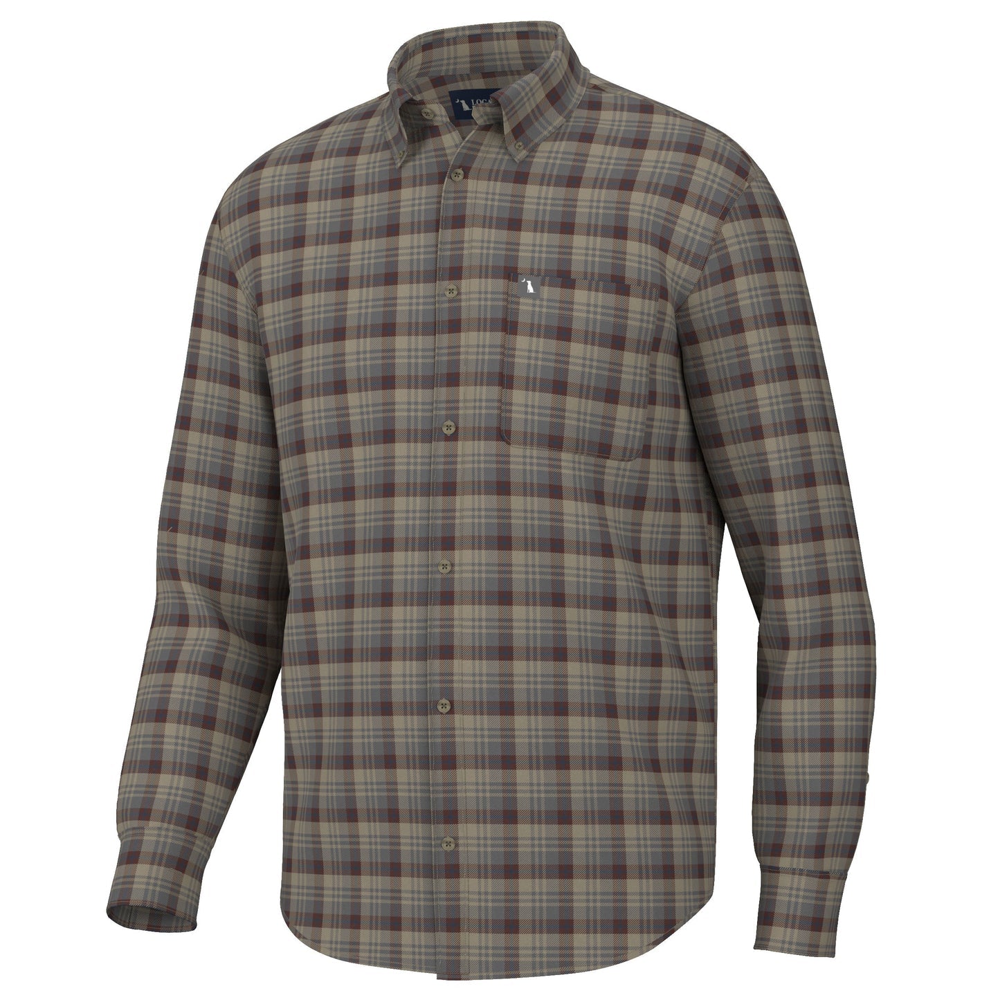 Youth Gardner Stretch Flannel, Tan/Garnet/Navy