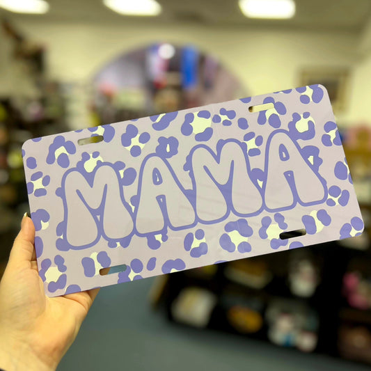 Mama Purple Cheetah License Plate