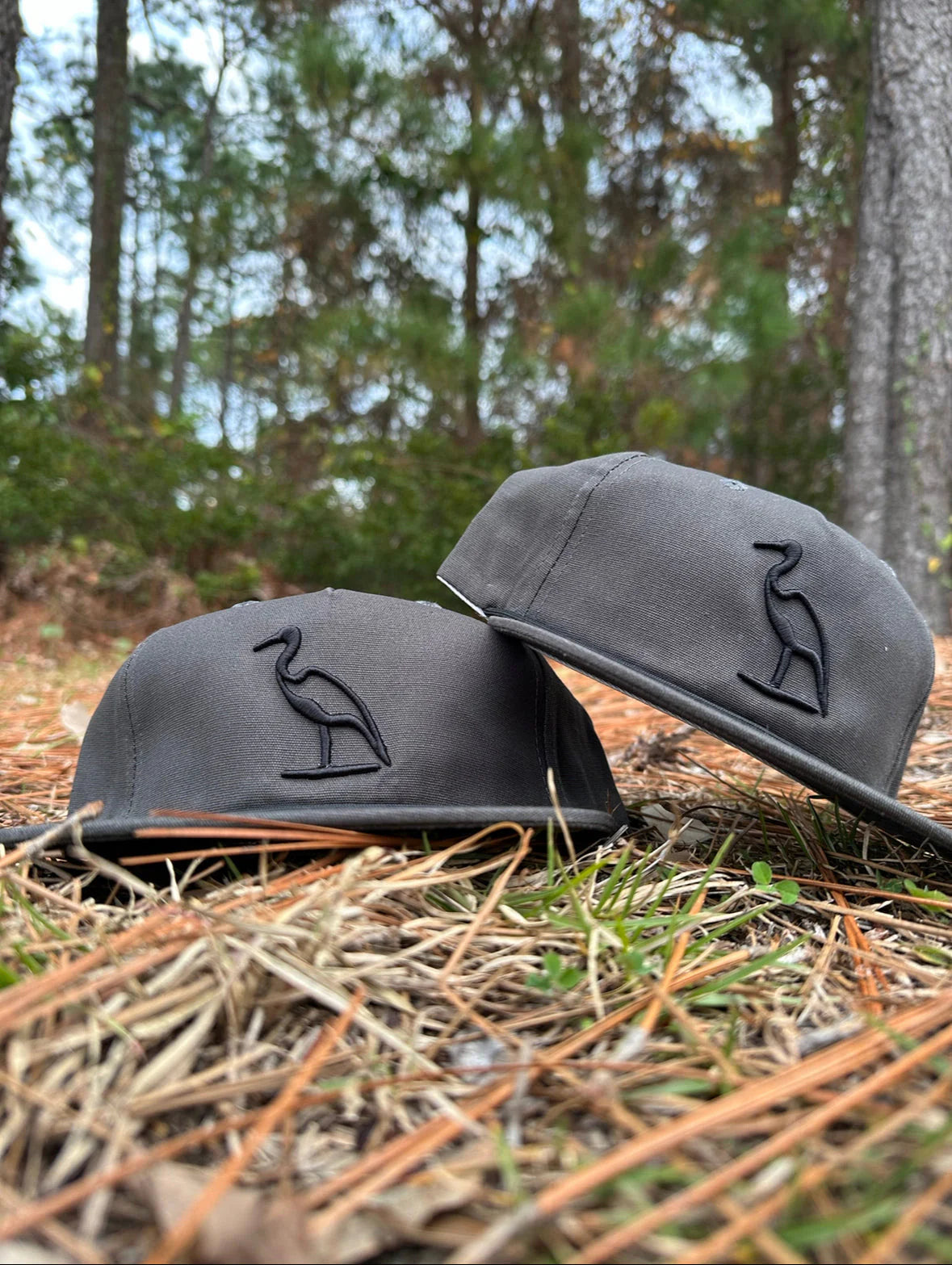 Heron Embroidered Rope Hat, Gunmetal