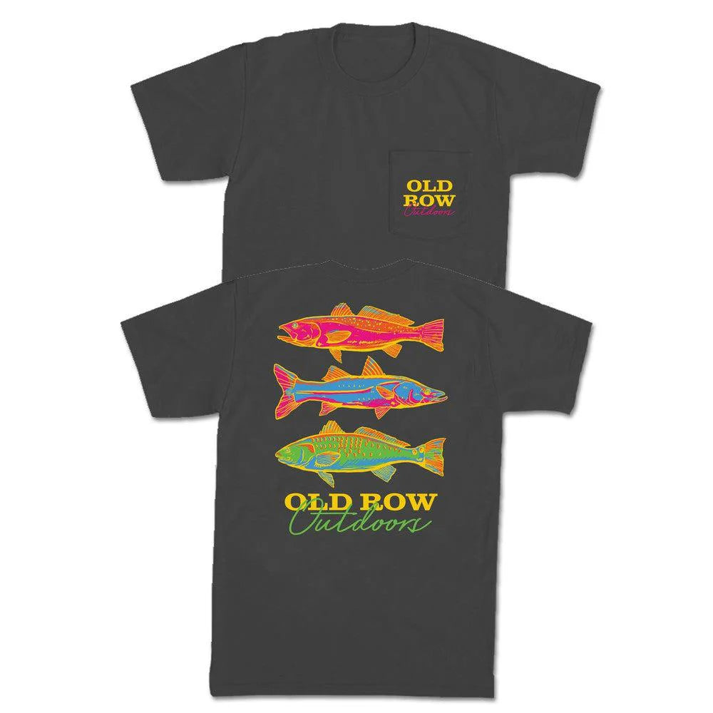 Old Row Outdoors Neon Fish Pocket Tee SS, Pepper