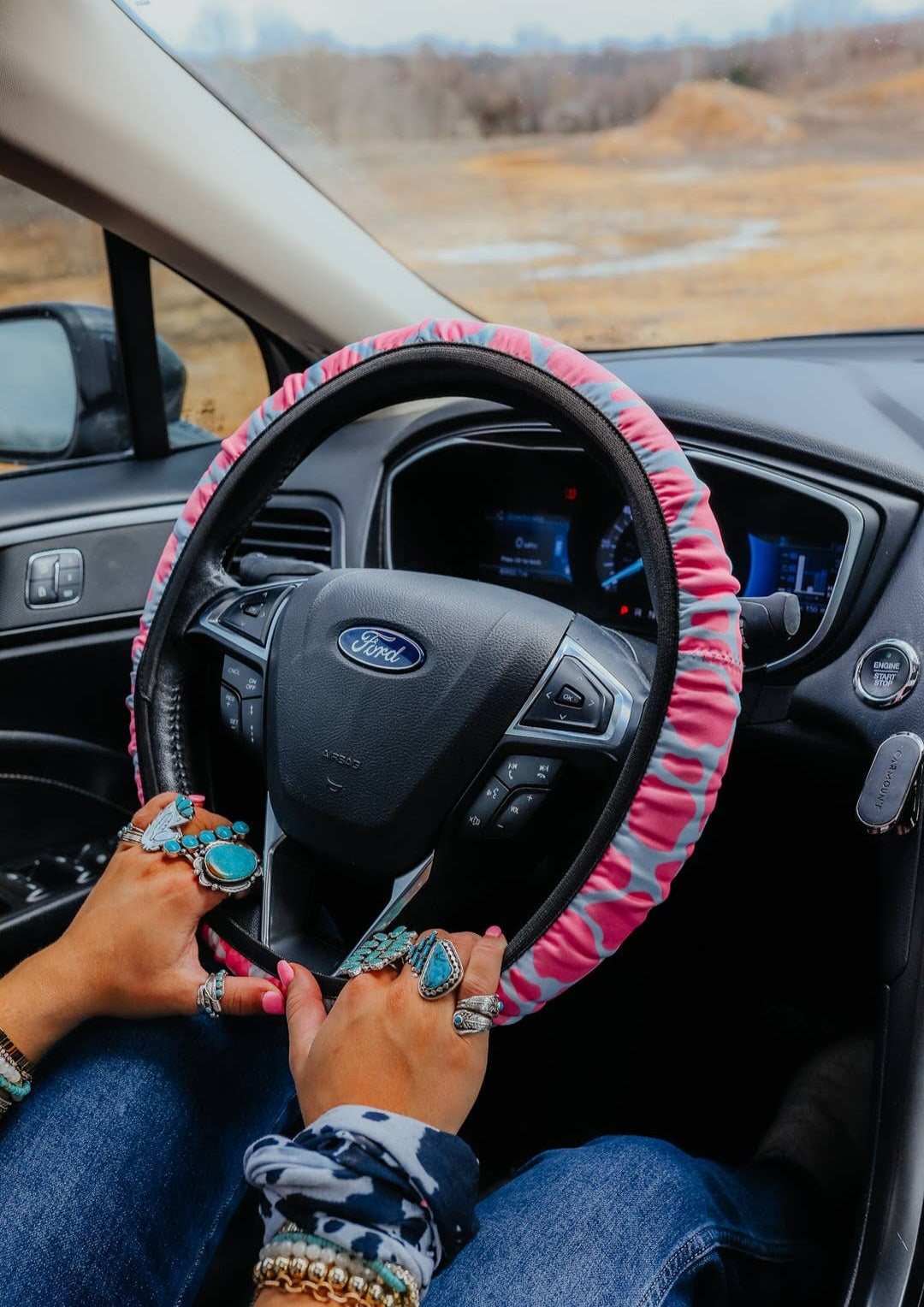 Steering Wheel Cover, Pink Cow
