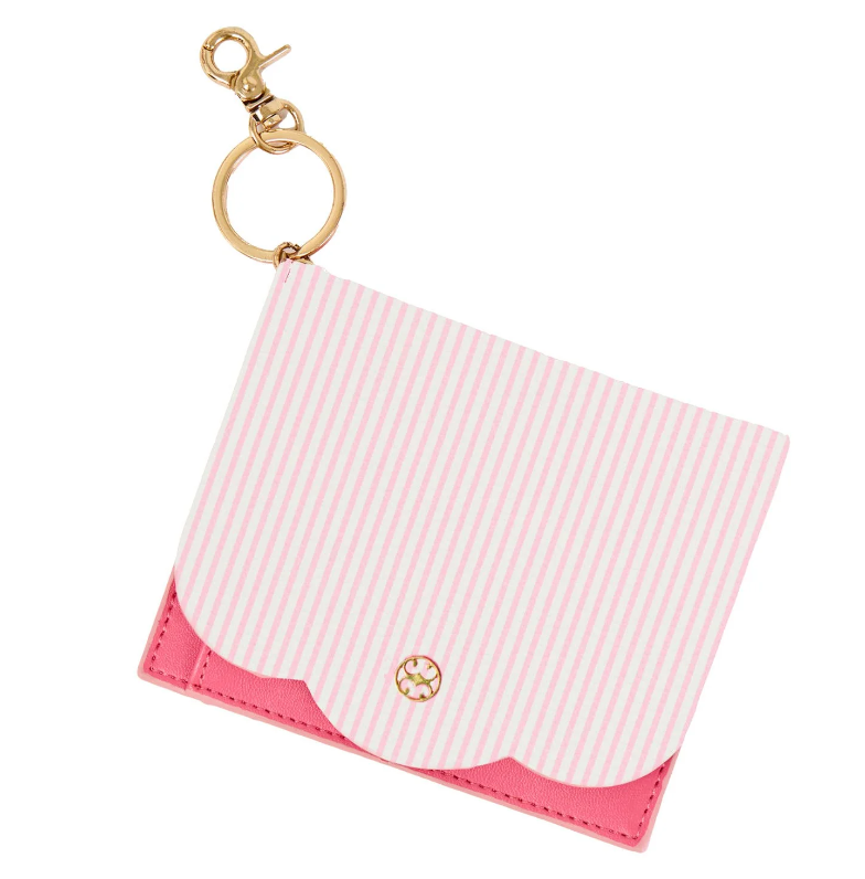 Scalloped Wallet, Pink Stripe