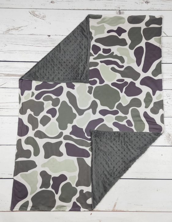Gray/Green Camo Baby Blanket