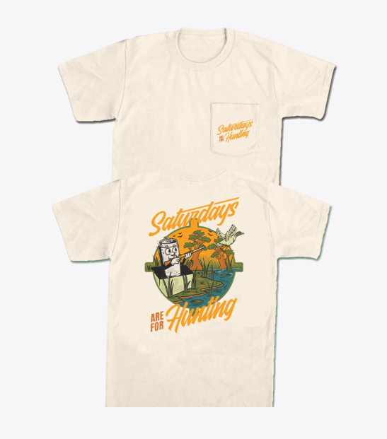 Saturdays are for Hunting Pocket Tee, Ivory