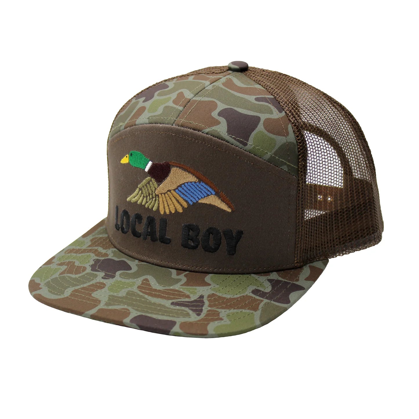 Wild Duck 7 Panel Hat, Localflage OD/Brown