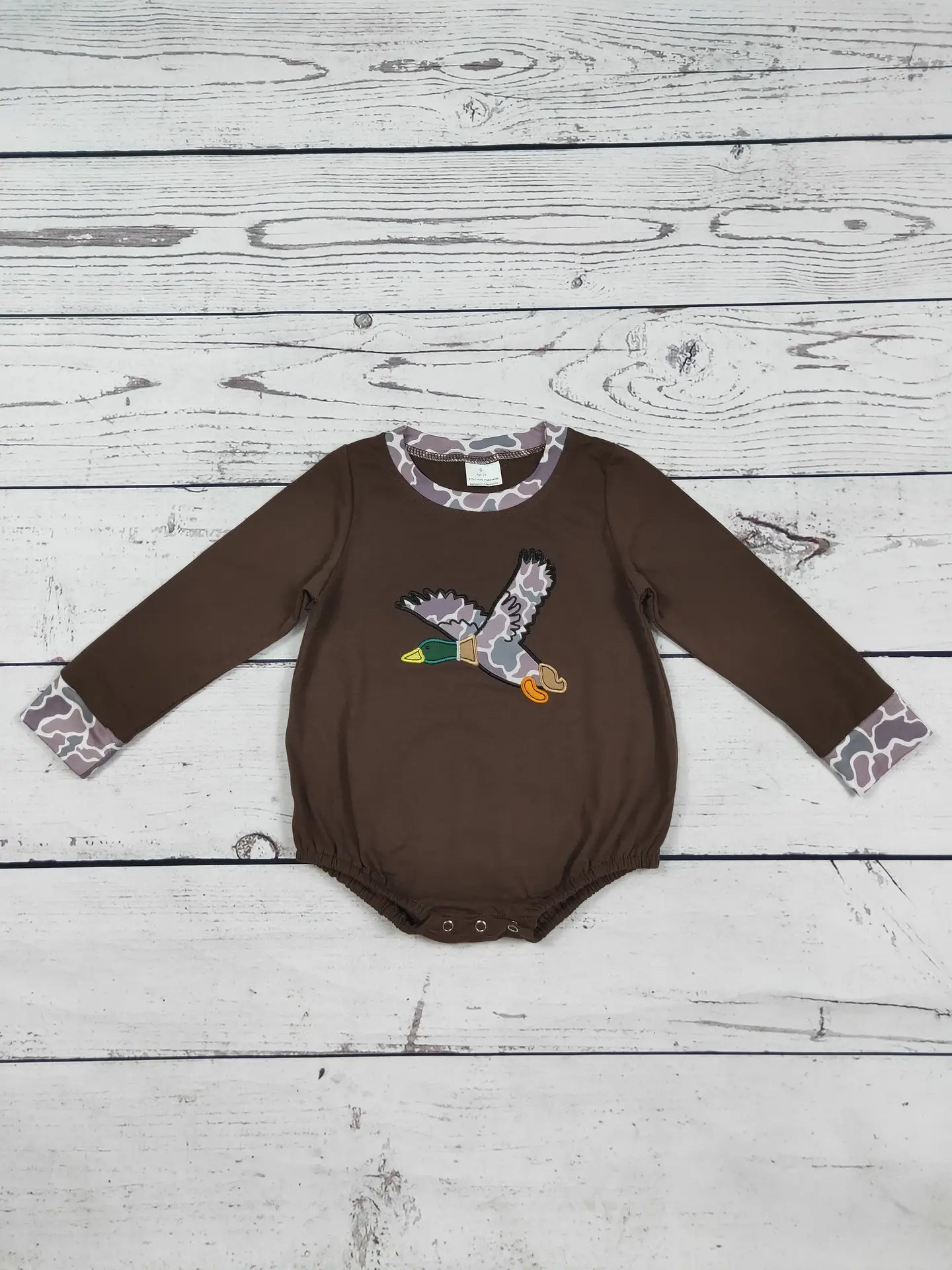Camo Duck Applique Baby Bubble