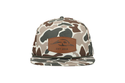 AFW Leather Patch Old School Rope Hat, Green/Brown Camo