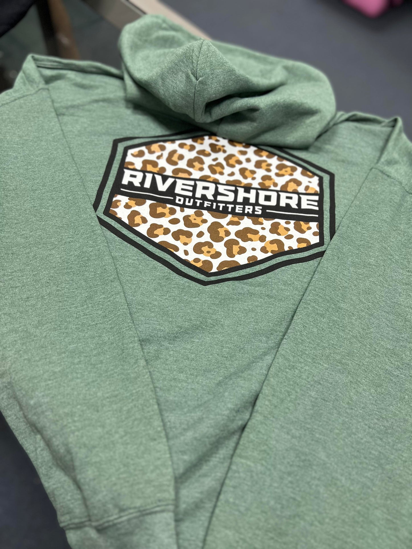 RSO Leopard Hoodie, Heather Green