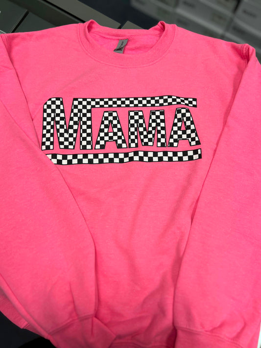 Mama Checkered Crewneck (Pink)