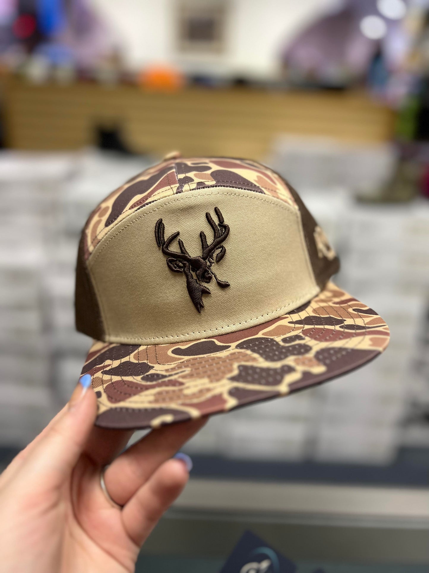 AFW Deer 7 Panel Brown Old School 3D Puff Cap