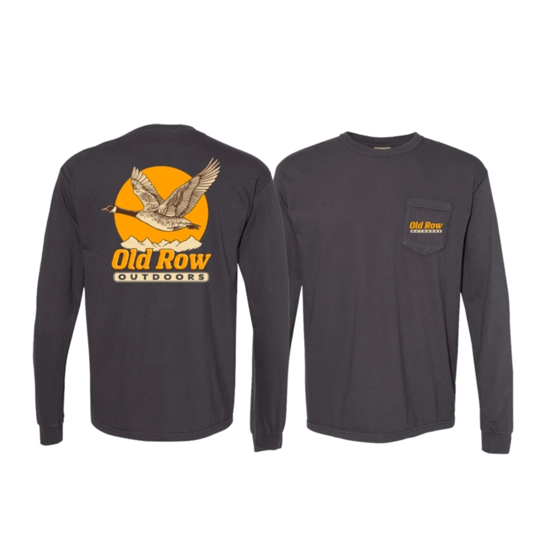 Old Row Outdoors Goose Long Sleeve Pocket Tee, Graphite