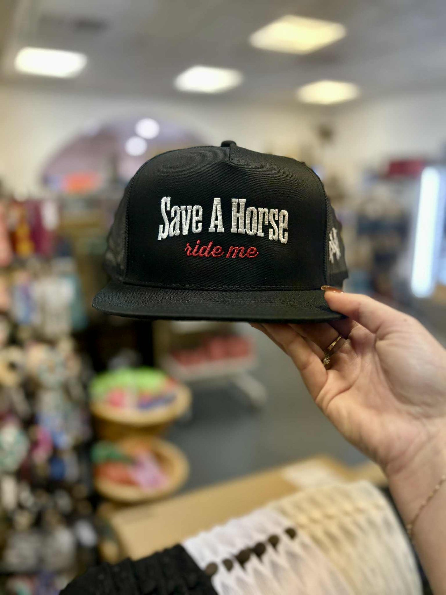 Save A Horse Flat Bill Trucker, Black
