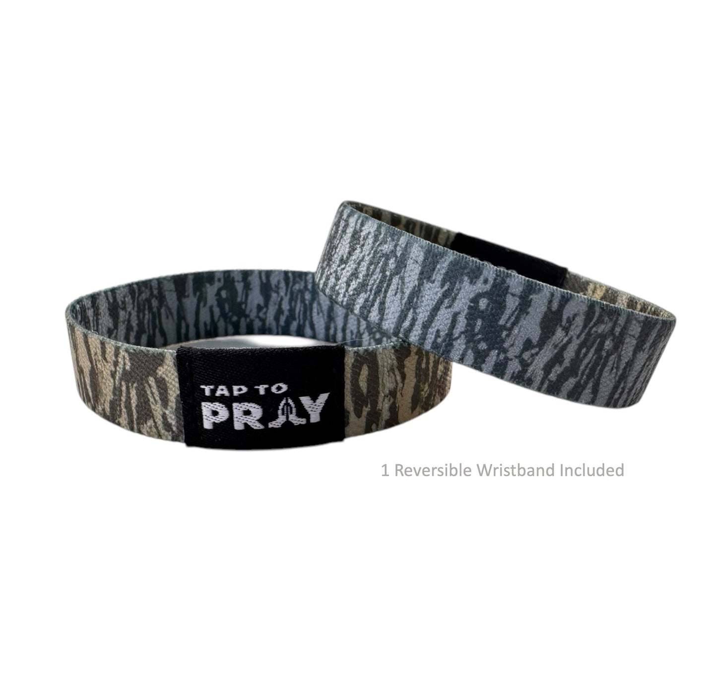 Tap To Pray, Wristband, Tree Bark Camo, Brown + Grey