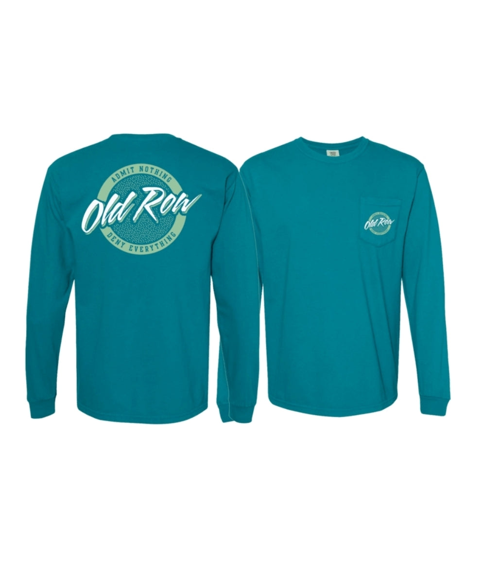 Old Row Circle Logo Long Sleeve Pocket Tee, Topaz