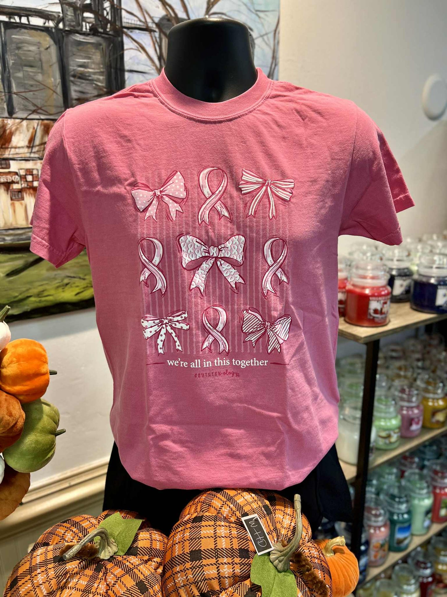 Breast Cancer Ribbons and Bows Short Sleeve