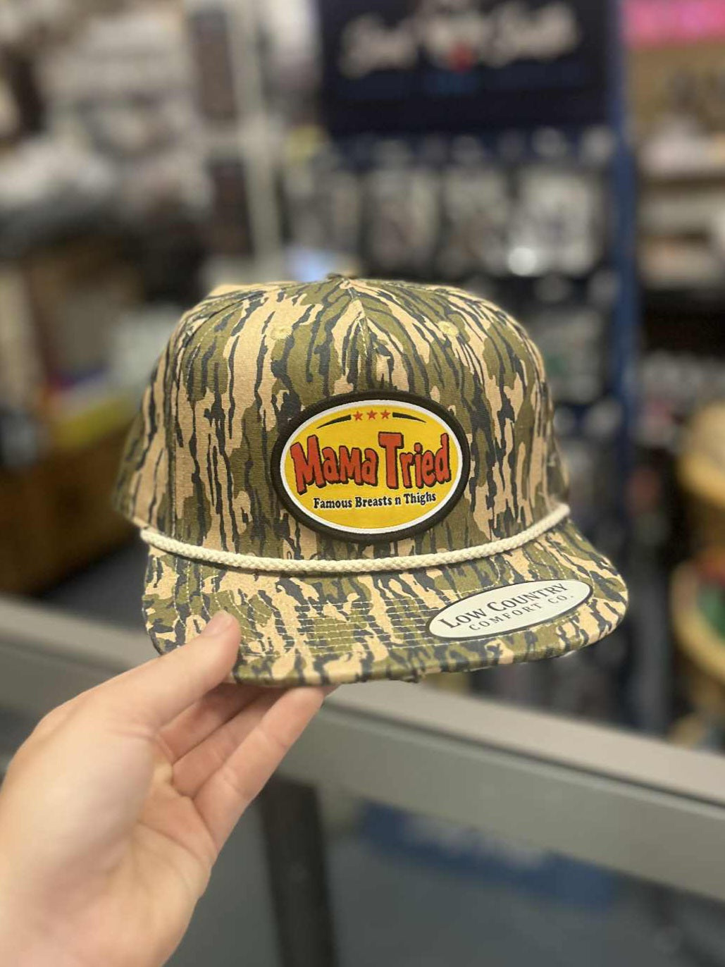 Mama Tried Famous Woven Patch Rope Hat, Bottomland/Tan