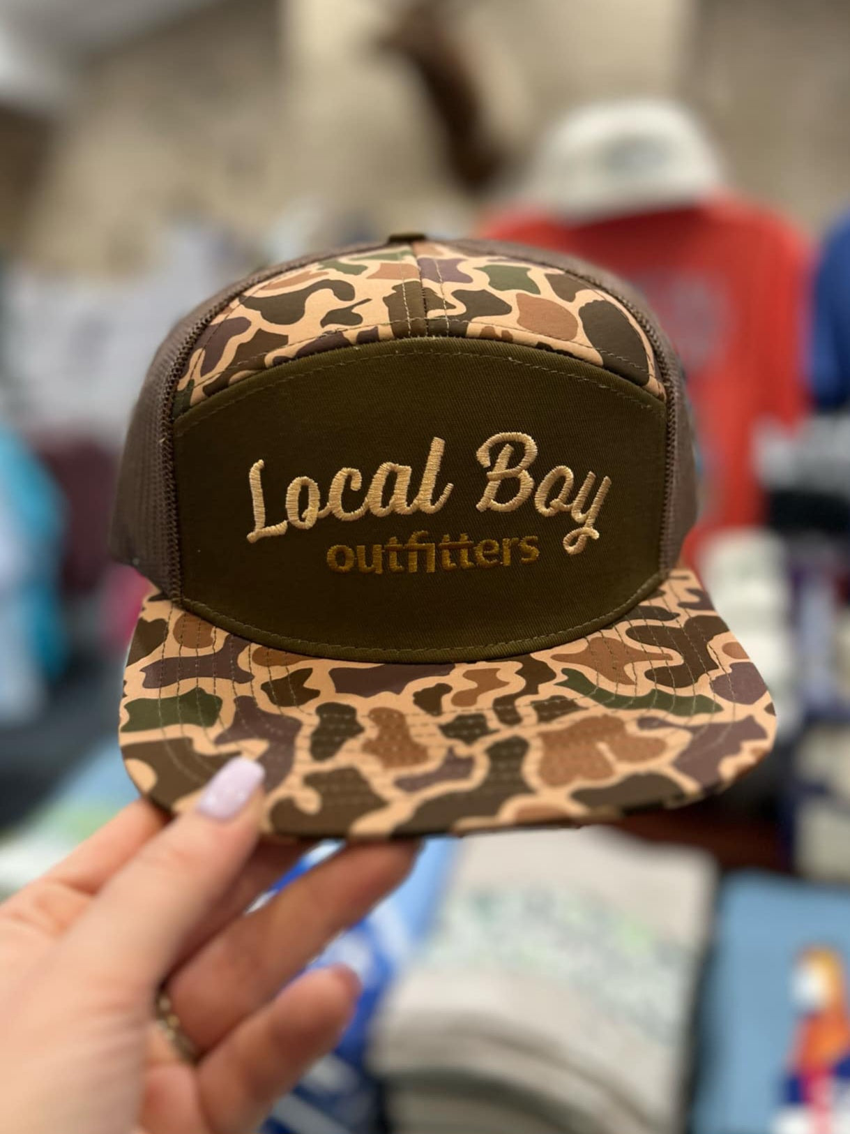 Simple Script 7 Panel Hat, Old School Camo