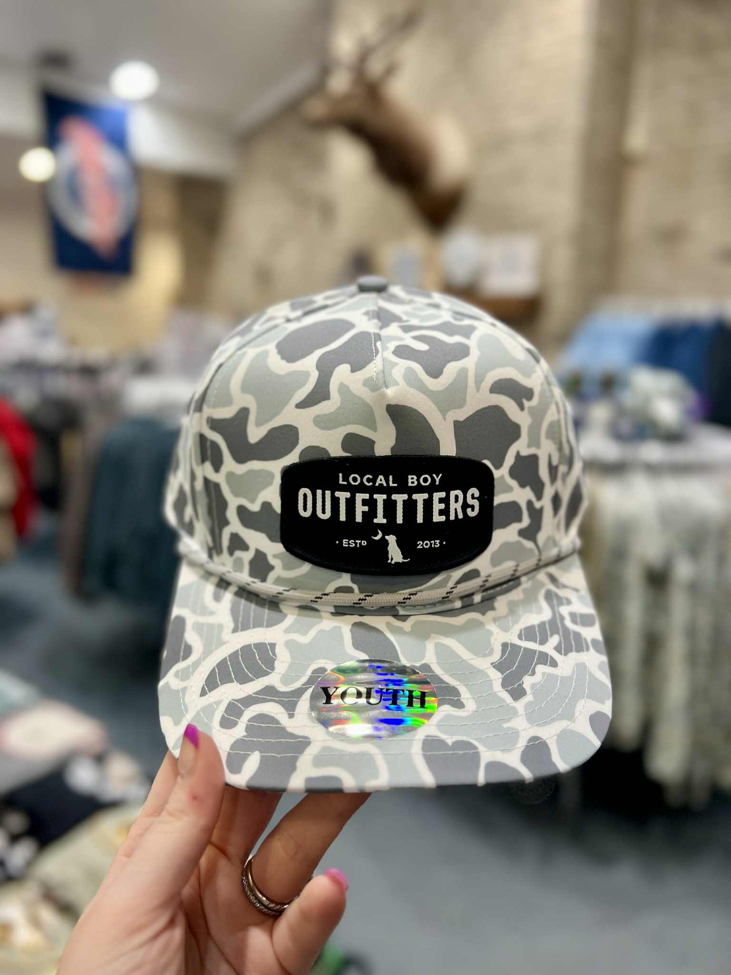 Youth Woven Patch HC Rope Hat, White Localflage