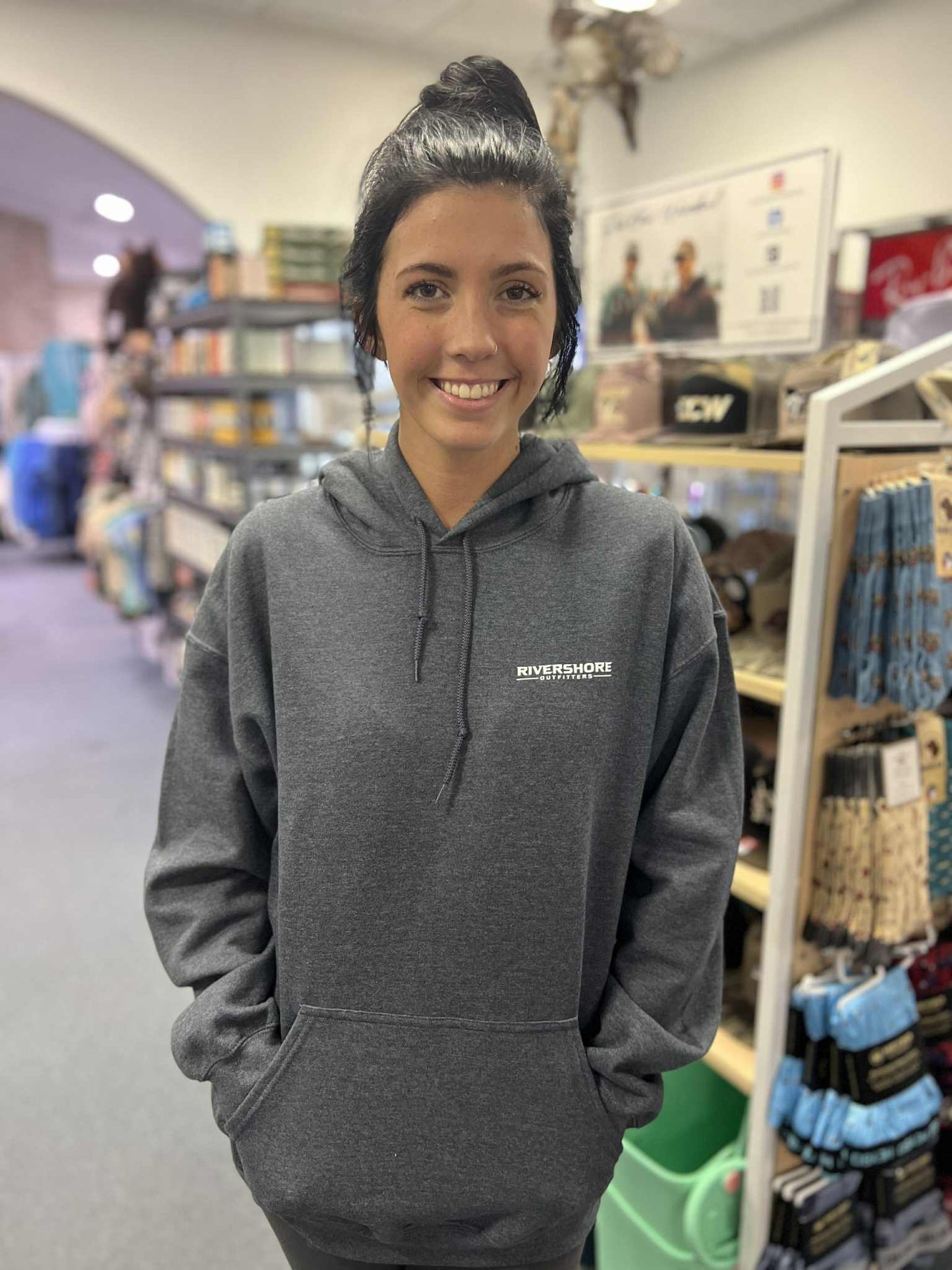 RSO Blue Bow Hooded Sweatshirt, Dark Heather
