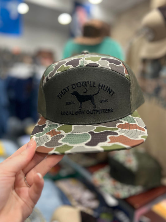 7 Panel Insigina That Dog'll Hunt Hat, Forest Camo/Loden