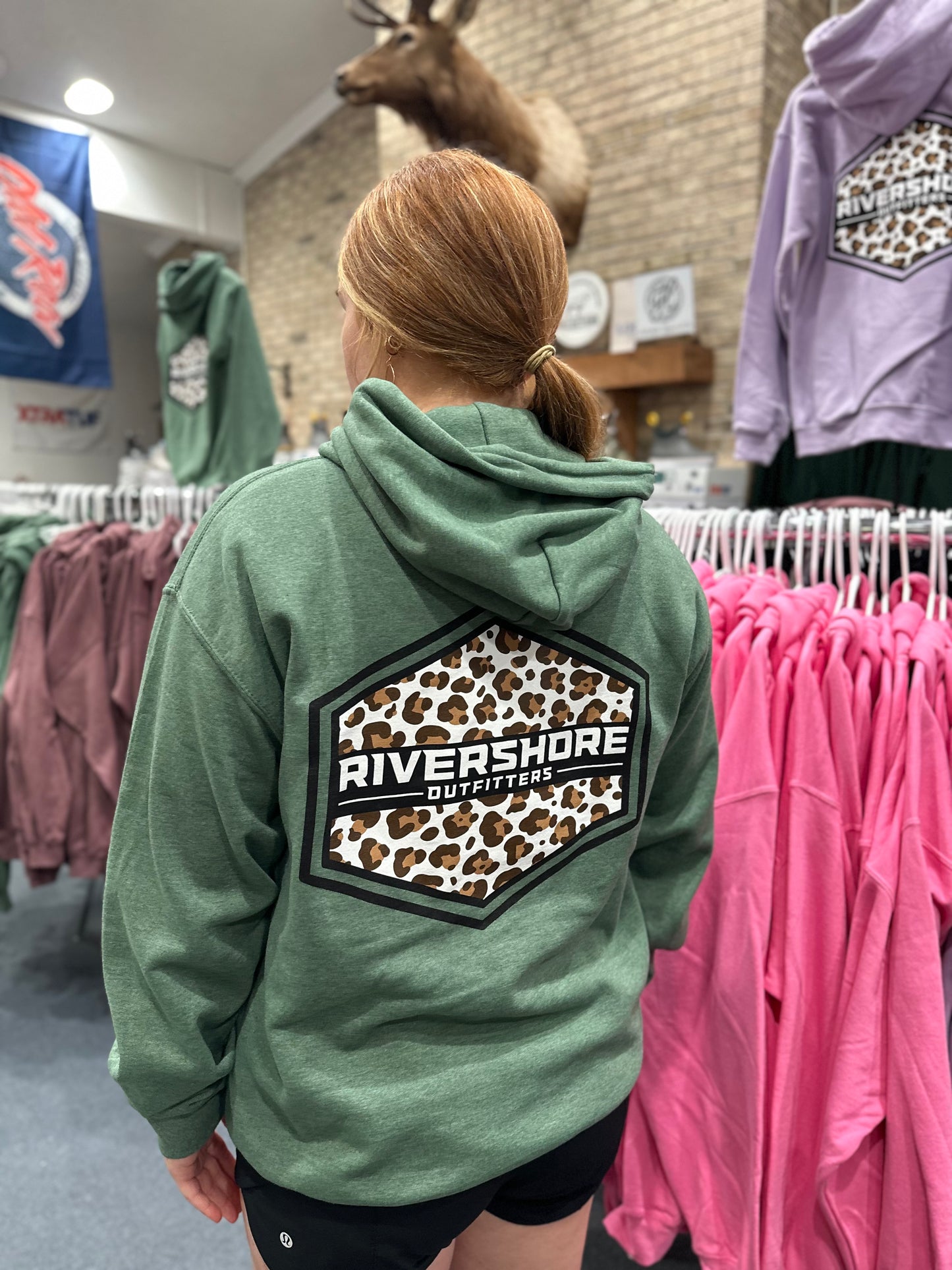 RSO Leopard Hoodie, Heather Green