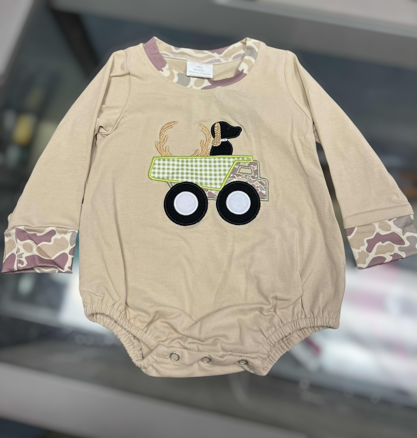 Boy Camo Dog Applique Bubble