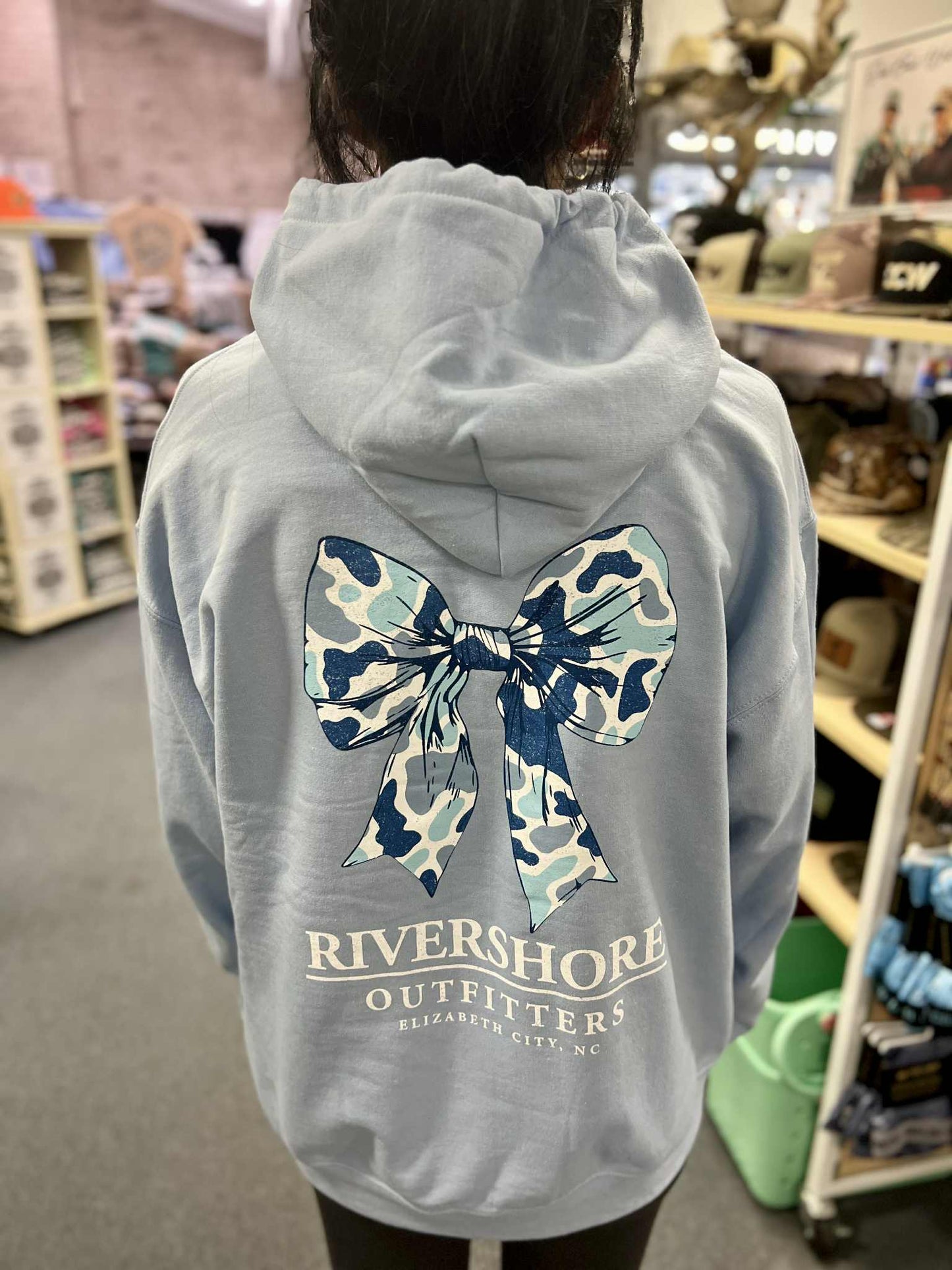 RSO Blue Bow Hooded Sweatshirt, Light Blue