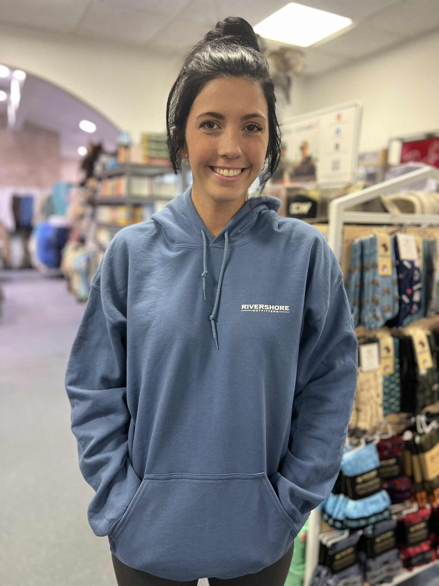 RSO Blue Bow Hooded Sweatshirt, Indigo Blue