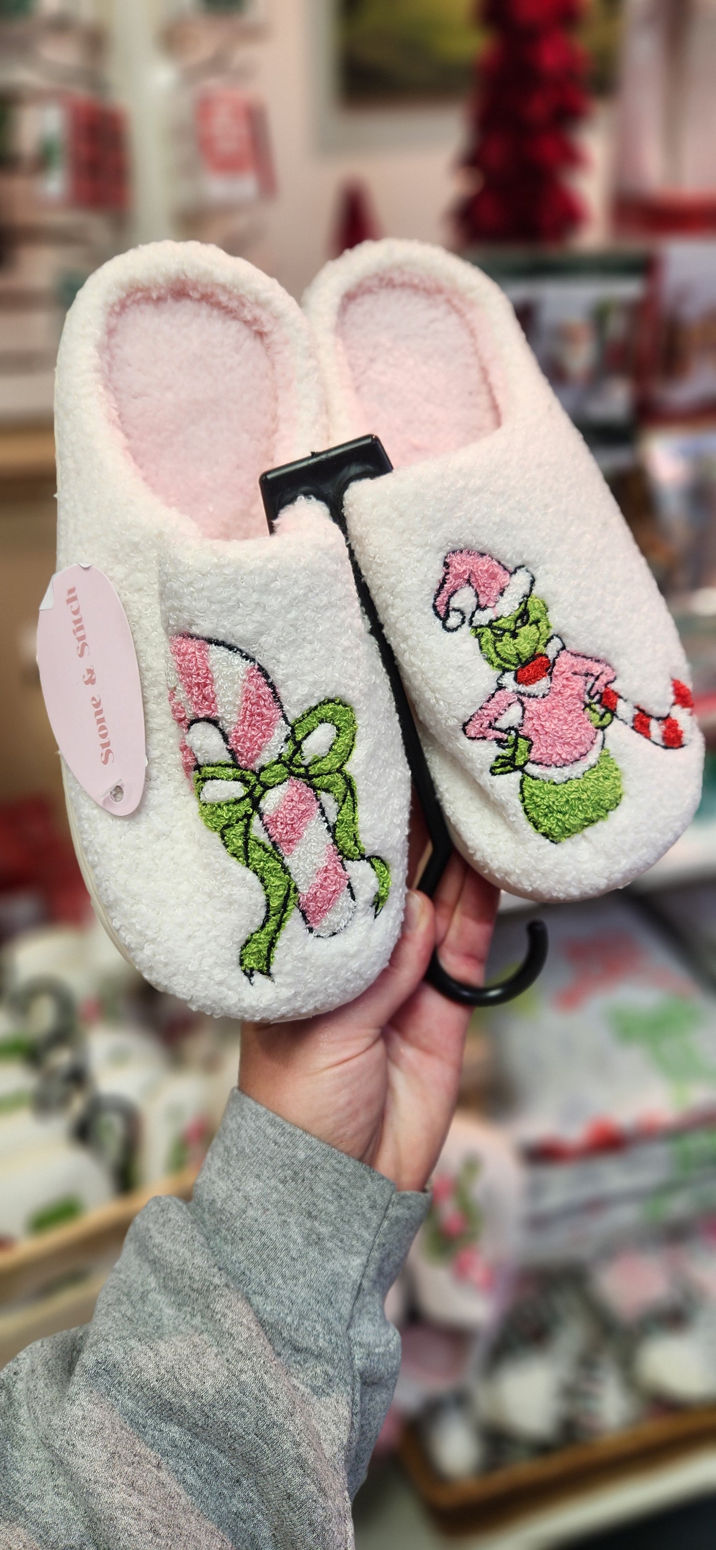 Grinch Candy Cane Slippers