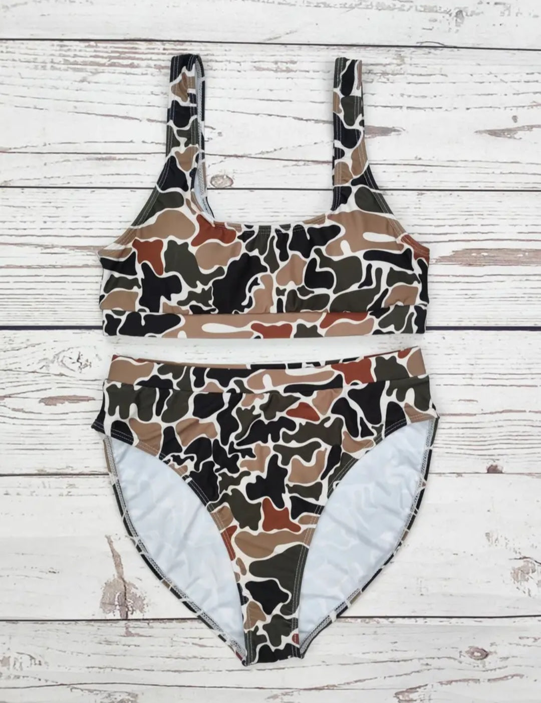 Women's Two Piece Camo Swimwear, Retro Camo