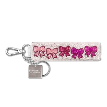 Beaded Keychain, Pink Bows