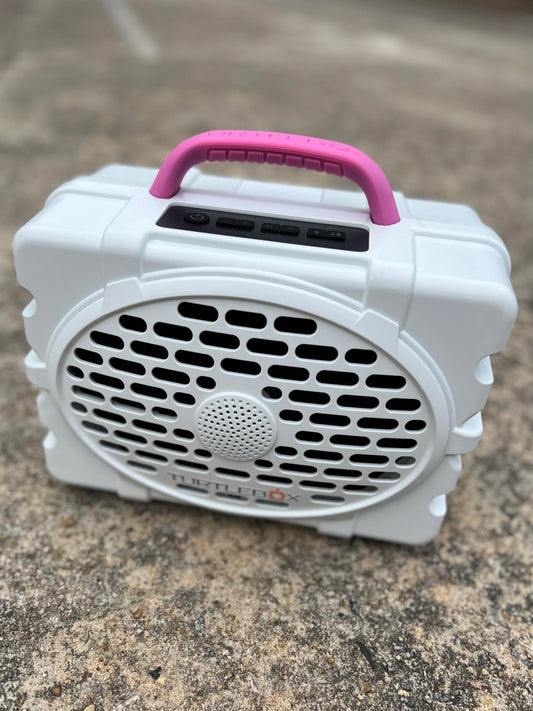 Turtlebox Gen 2 Speaker, White/Pink Handle