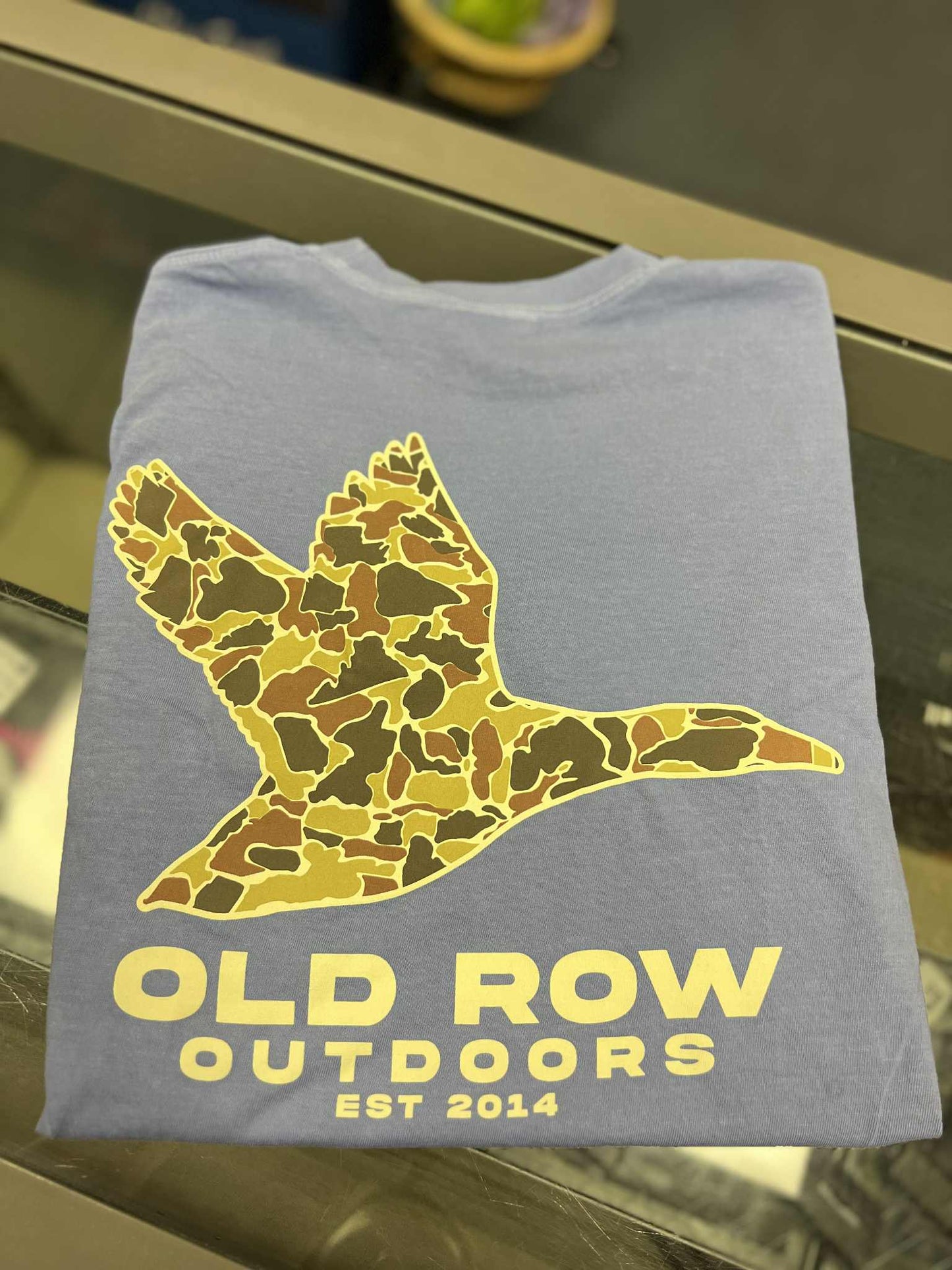 Old Row Outdoors Flying Duck Pocket Tee, Washed Denim