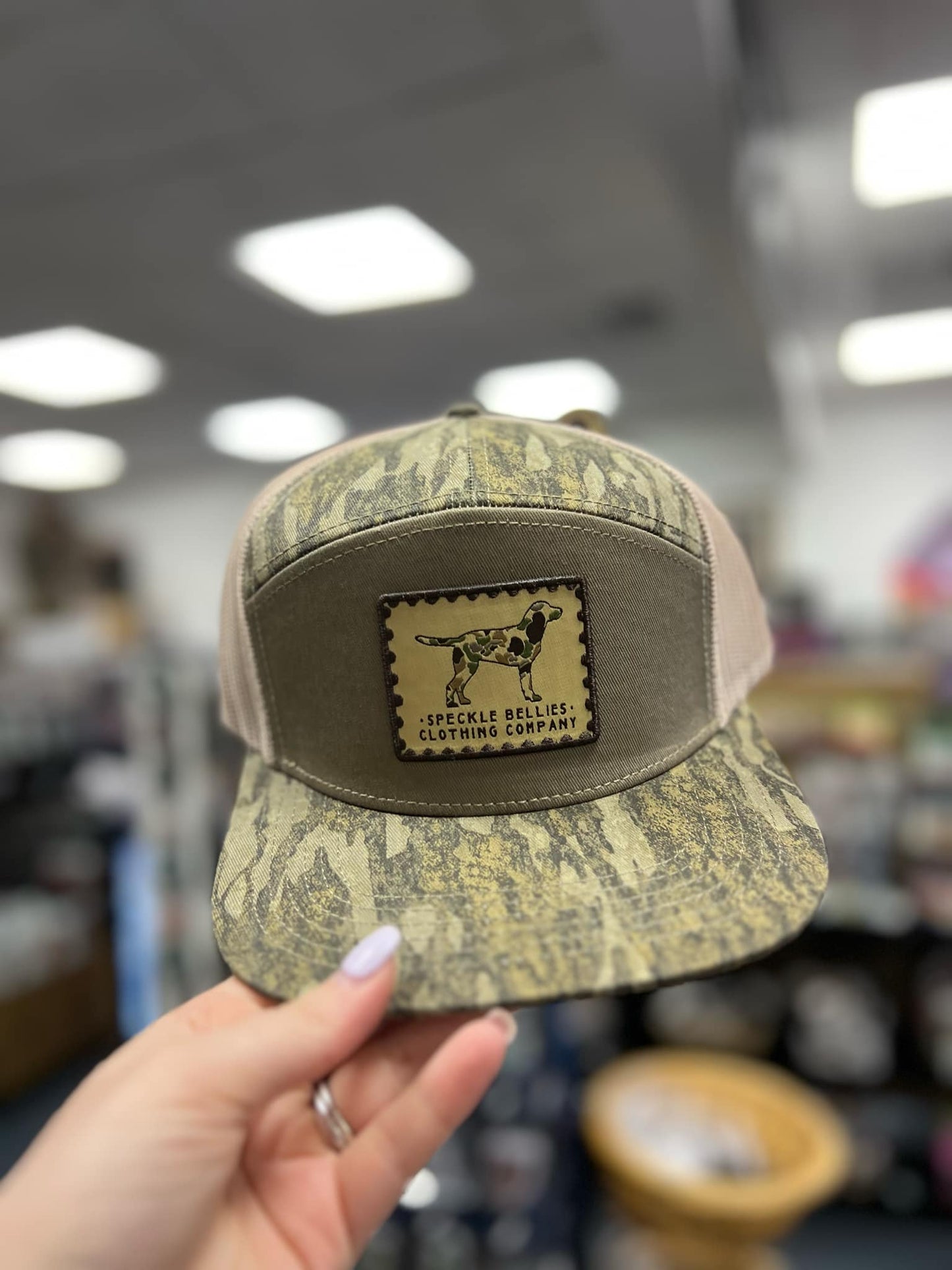 Camo Dog Khaki Patch Flatbill, New Bottomland