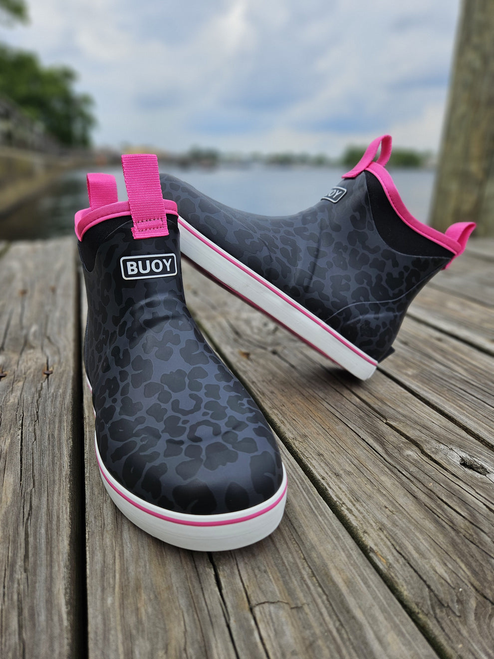 Women's Black Cheetah Buoy Boots