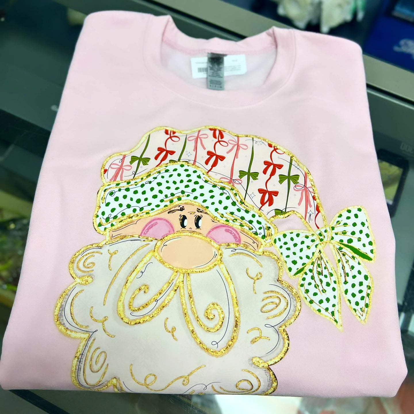 Coquette Bow Santa Crewneck, Pink